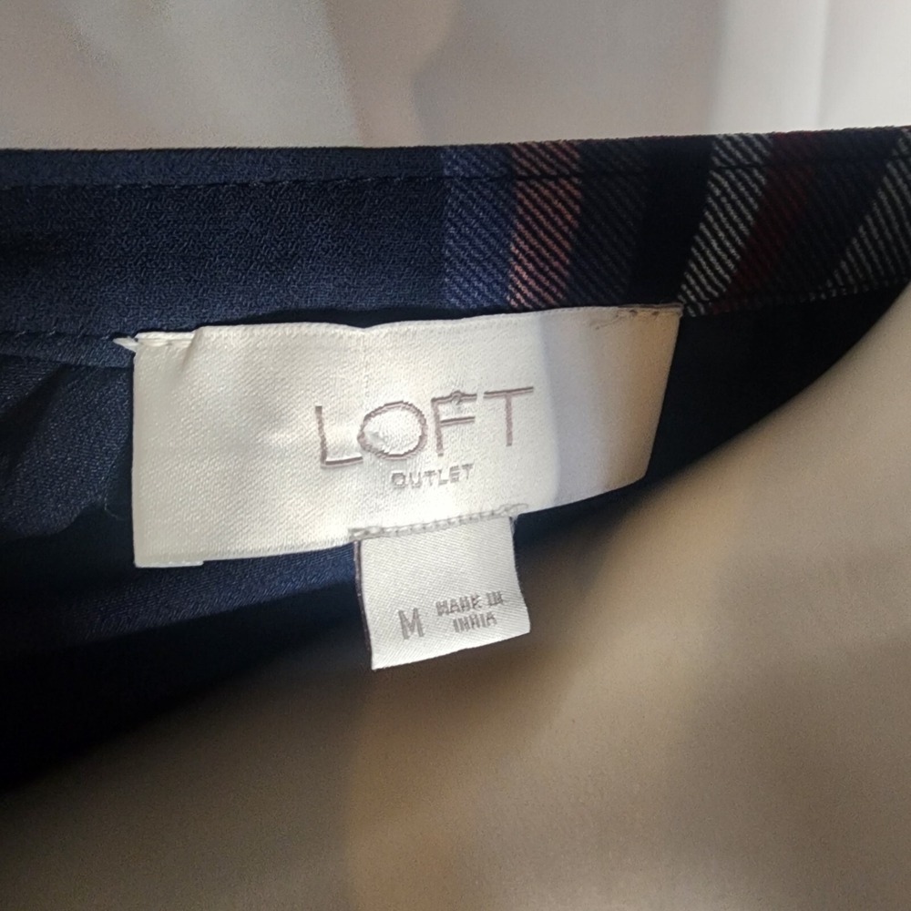 Ann Taylor Loft Dress Womens Size M Outlet Blue Pink Plaid Academic Preppy - Picture 5 of 6